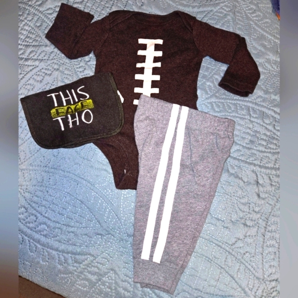 Football Bundle Boy's 6M Onsie pants and bib